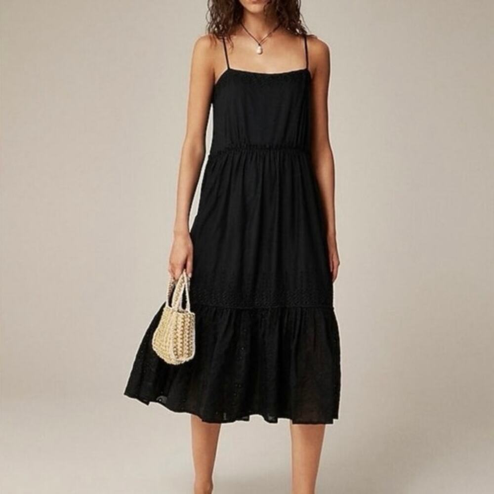 J.Crew Sorrento Dress Cotton Voile Black Size XS Petite NWT